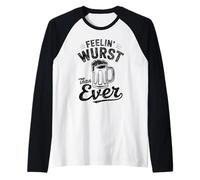 Feelin’ Wurst Than Ever Funny Beer and Sausage Joke Raglan Baseball Tee