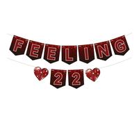 Feeling 22 Banner, Happy 22nd Birthday Party Decor for Girls, Rock Music Themed Twenty-two Bday Party Decorations Colorful Printing