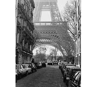 Feeling at home ART-PRINT-on-matte-paper-220gr- Street View of La Tour Eiffel Davidson Clay - European vertical Image Black White Black White Street Scene Paris Eiffe Fine ar 33_X_24_in