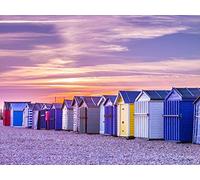Feeling at home - Art Print on ROLLED CANVAS - Beach Huts, Hayling Island, UK - Coastal - 25_X_33_in
