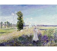 Feeling at home Image on ROLLED CANVAS La Promenade - Argenteuil, 1875 Monet Claude - Landscape horizontal Art print figures landscapes and scenery countryside Canvas fine art 16_X_22_in