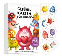 Feeling Cards for Children, 32 Affirmation Cards Children, Educationally Valuable, Emotional Monster Cards, Explanation Texts for Nursery Primary School Social-Emotional Development Promote