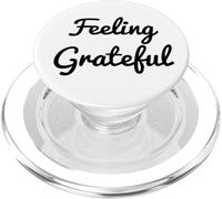 Feeling Grateful Black Cursive Design to Practice Gratitude PopSockets PopGrip for MagSafe
