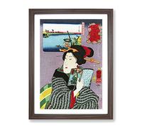 Feeling Like Reading By Utagawa Kuniyoshi Asian Japanese Framed Print | A4 Walnut Framed Wall Art | Ready to Hang | Asian Nature Picture | Living Room Bedroom Lounge Office