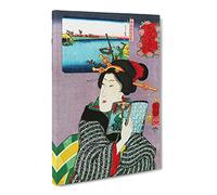 Feeling Like Reading By Utagawa Kuniyoshi Canvas Print | Gallery Wrapped 30mm Frame Wall Art | 20x14 inches | Ready to Hang | Asian Picture | Living Room Bedroom Lounge Office