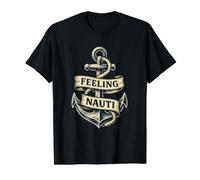 Feeling Nauti Funny Vintage Sailing Cool Summer Design Value Graphic T-Shirt, Men, Black, L