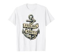 Feeling Nauti Funny Vintage Sailing Cool Summer Design Value Graphic T-Shirt, Men, White, S