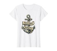 Feeling Nauti Funny Vintage Sailing Cool Summer Design Value Graphic T-Shirt, Women, White, M