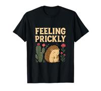 Feeling Prickly Cottagecore Hedgehog Cactus Design T-Shirt