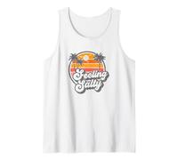 Feeling Salty Funny Retro Beach Sunset Pun 70s Vintage Graph Tank Top