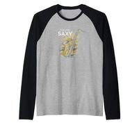 Feeling Saxy Funny Saxophone Jazz Musician in Retro Raglan Baseball Tee
