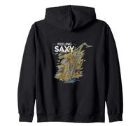 FEELING SAXY FUNNY SAXOPHONE JAZZ MUSICIAN IN RETRO Zip Hoodie