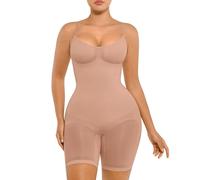 FeelinGirl Body Shaper Tummy Control Shapewear Seamless Full Bodysuit for Women Butt Lifter Bodysuit Back Support Adjustable Shoulder Straps with bra Beige M/L