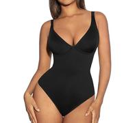 FeelinGirl Bodysuits for Women Tummy Control Body Shaper Body Suits Deep V Neck Shapewear Thong Going Out Tank Tops(Black S)