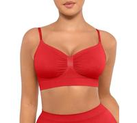 FeelinGirl Bras for Women Seamless Bra Comfort Bras Wire Free Plus Size Minimiser Bra Adjustable Straps Red