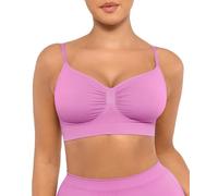 FeelinGirl Bras for Women Seamless Bra Comfort Bras Wire Free Plus Size Minimiser Bra Adjustable Straps Light Pink