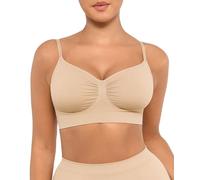 FeelinGirl Bras for Women Seamless Bra Comfort Bras Wire Free Plus Size Minimiser Bra Adjustable Straps Beige