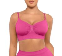 FeelinGirl Bras for Women Seamless Bra Comfort Bras Wire Free Plus Size Minimiser Bra Adjustable Straps Pink