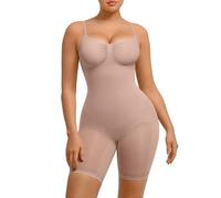 FeelinGirl Butt Lifter Bodysuit Body Shaper Plus Size Seamless Full Bodysuit for Women Seamless Knitting Tummy Control Shapewear Adjustable Shoulder Straps Beige 3XL/4XL