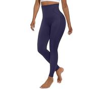 FeelinGirl Compression Leggings for Women High Waisted Seamless Tummy Control Yoga Pants with No Roll Down Strip Workout Navy S