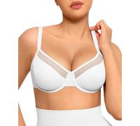 FeelinGirl Minimizer Bras for Women Supportive Underwire Bra Full Coverage Plus Size Women's Mesh Bra,42DD White
