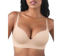 FeelinGirl Non Wired Bra for Women Seamless Push Up Bralette Beige 38DDD