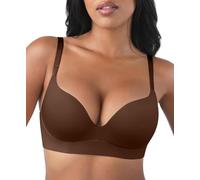 FeelinGirl Non Wired Bra for Women Seamless Push Up Bralette Brown 40C