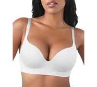 FeelinGirl Non Wired Bra for Women Seamless Push Up Bralette White 40C