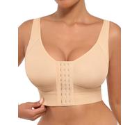 FeelinGirl Post Surgery Bra Front Closure Compression Bras Wirefree Mastectomy Bra with Adjustable Straps(Skin S)