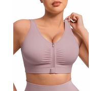 FeelinGirl Post Surgery Mastectomy Bra Zip Front Bras Antique Fuchsia L