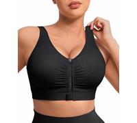 FeelinGirl Post Surgery Mastectomy Bra Zip Front Bras Black M