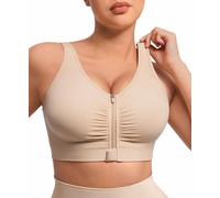 FeelinGirl Post Surgery Mastectomy Bra Zip Front Bras Khaki 3XL