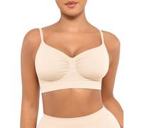FeelinGirl Seamless Bras for Women Wireless Bralettes for Women Soft Non Underwired Comfort Sleep Bra Beige S