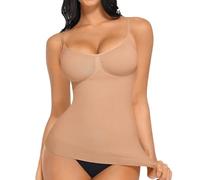 FeelinGirl Seamless Compression Vest Top with Built In Bra Women Shapewear Cami Tummy Control with Adjustable Straps Dark Skin L