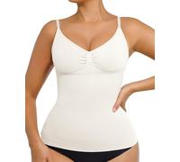FeelinGirl Seamless Compression Vest Top with Built In Bra Women Shapewear Cami Tummy Control with Adjustable Straps White L