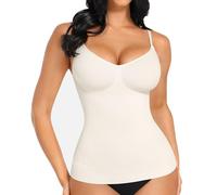 FeelinGirl Seamless Compression Vest Tops Women Shapewear Cami Tummy Control with Adjustable Straps White 4XL