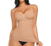 FeelinGirl Seamless Compressions Tank Top for Women Shapewear Tummy Control Cami Built in Bra with Adjustable Straps Dark Skin L