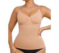 FeelinGirl Seamless Compressions Tank Top for Women Shapewear Tummy Control Cami Built in Bra with Adjustable Straps Dark Skin XL