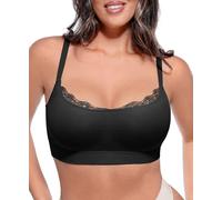 FeelinGirl Seamless Wireless Bras Women's Lace Bralettes No Underwire Full Coverage Comfortable Everyday No Padded Bra,S Black