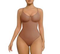 FeelinGirl Shapewear Body Suits for Womens Tummy Control Plus Size Body Shaper Full Bust Thong Bodysuit Bronze 3XL-4XL