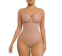 FeelinGirl Shapewear Bodysuit Thong for Women Tummy Control Seamless Shapewear Thong Body Shaper Full Bust Bodysuit Skin M/L