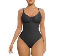 FeelinGirl Shapewear Bodysuit Thong for Women Tummy Control Seamless Shapewear Thong Body Shaper Full Bust Bodysuit Black M/L