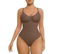 FeelinGirl Thong Shapewear for Women Tummy Control Seamless Body Shaper for Women Full Bust Bodysuit Brown XL/XXL