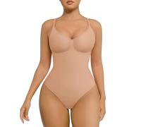 FeelinGirl Tummy Control Shapewear Bodysuits for Women Sculpting Thong Full Bust Body Shaper Slimming Clay XL-XXL