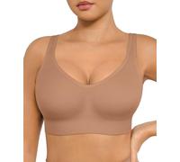 FeelinGirl Wireless Bralette for Women - Comfortable Seamless Soft Bras, Adjustable Straps, Non-Padded, Everyday Wear Light Coffee XL