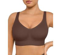 FeelinGirl Womens Wireless Bralettes Built-in Foam Cups Full Coverage Plus Size Sports Bras Everyday Seamless Bra Chocolate XL