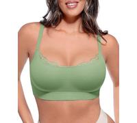 FeelinGirl Women's Wireless Seamless Bras Lace Bralettes Sage Gree M