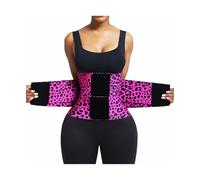 FeelinGirl Workout Waist Tainer Cincher Neoprene Shaper Tummy Slimmer Plus Size for Women Rose Leopard XS