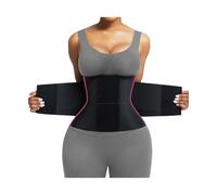 FeelinGirl Workout Waist Trainer Cincher Neoprene Postnatal Shaper Tummy Slimmer Plus Size for Women Rose Red S