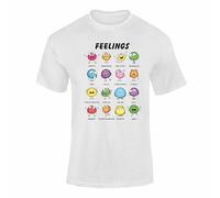 Feelings and Emotions Faces T-Shirt - Fun Learning Tee for Kids and Adults White 12-13 Years Style 03